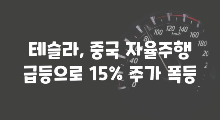 테슬라, 중국 자율주행 급등으로 15% 주가 폭등