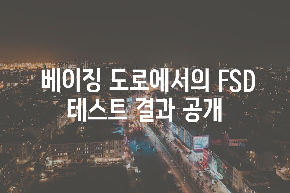  베이징 도로에서의 FSD 테스트 결과 공개