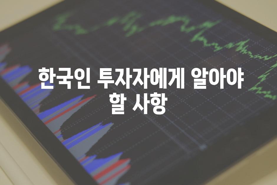  한국인 투자자에게 알아야 할 사항