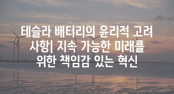 테슬라 배터리의 윤리적 고려 사항| 지속 가능한 미래를 위한 책임감 있는 혁신