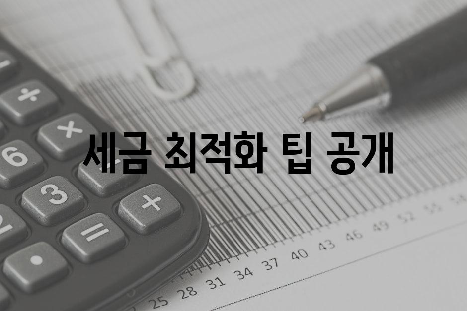  세금 최적화 팁 공개