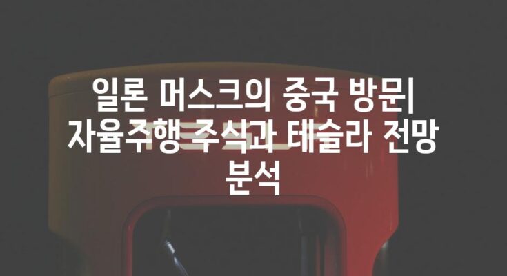 일론 머스크의 중국 방문| 자율주행 주식과 테슬라 전망 분석