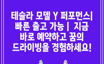 테슬라 모델 Y 퍼포먼스| 빠른 출고 가능 |  지금 바로 예약하고 꿈의 드라이빙을 경험하세요!