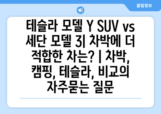 테슬라 모델 Y SUV vs 세단 모델 3| 차박에 더 적합한 차는? | 차박, 캠핑, 테슬라, 비교