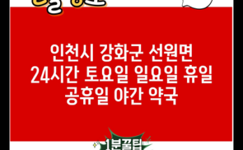 인천시 강화군 선원면 24시간 토요일 일요일 휴일 공휴일 야간 약국