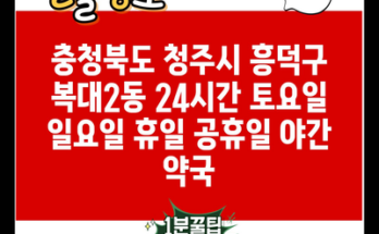 충청북도 청주시 흥덕구 복대2동 24시간 토요일 일요일 휴일 공휴일 야간 약국