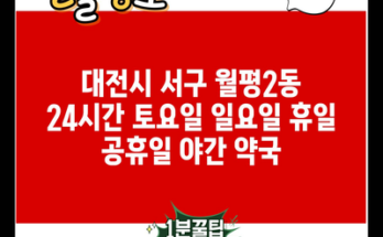 대전시 서구 월평2동 24시간 토요일 일요일 휴일 공휴일 야간 약국