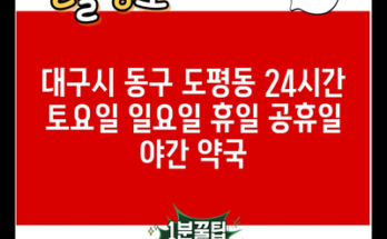 대구시 동구 도평동 24시간 토요일 일요일 휴일 공휴일 야간 약국