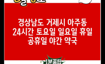 경상남도 거제시 아주동 24시간 토요일 일요일 휴일 공휴일 야간 약국