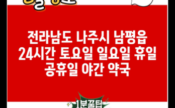 전라남도 나주시 남평읍 24시간 토요일 일요일 휴일 공휴일 야간 약국