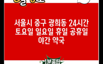 서울시 중구 광희동 24시간 토요일 일요일 휴일 공휴일 야간 약국