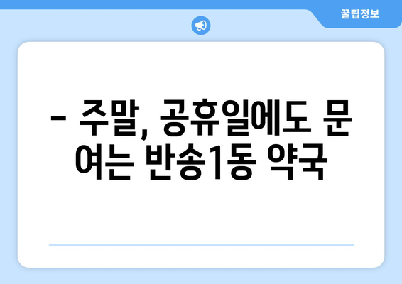 부산시 해운대구 반송1동 24시간 토요일 일요일 휴일 공휴일 야간 약국