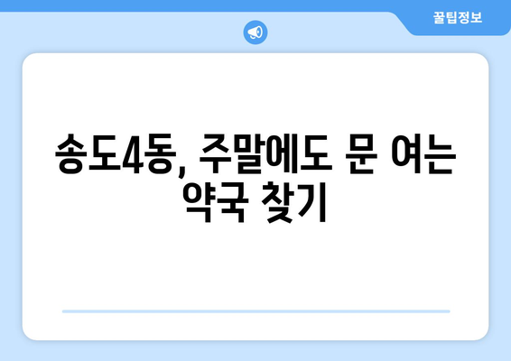 인천시 연수구 송도4동 24시간 토요일 일요일 휴일 공휴일 야간 약국