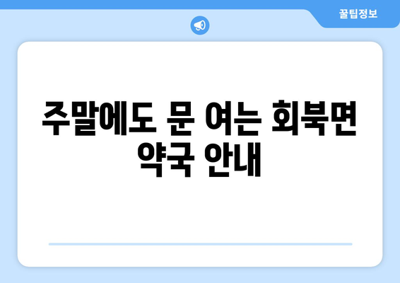 충청북도 보은군 회북면 24시간 토요일 일요일 휴일 공휴일 야간 약국