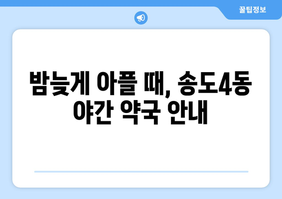 인천시 연수구 송도4동 24시간 토요일 일요일 휴일 공휴일 야간 약국