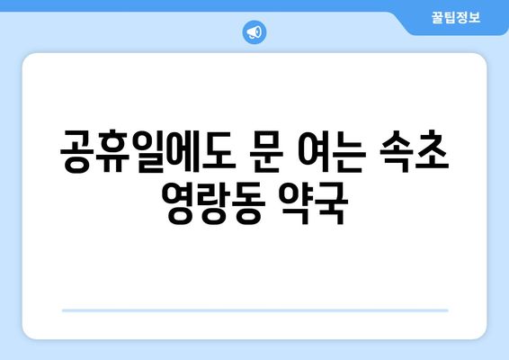 강원도 속초시 영랑동 24시간 토요일 일요일 휴일 공휴일 야간 약국