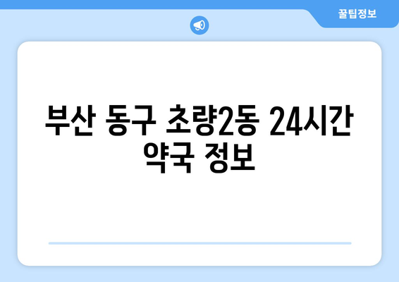 부산시 동구 초량2동 24시간 토요일 일요일 휴일 공휴일 야간 약국