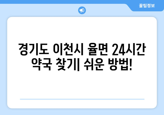 경기도 이천시 율면 24시간 토요일 일요일 휴일 공휴일 야간 약국