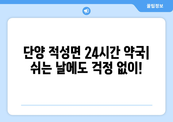 충청북도 단양군 적성면 24시간 토요일 일요일 휴일 공휴일 야간 약국