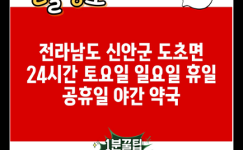 전라남도 신안군 도초면 24시간 토요일 일요일 휴일 공휴일 야간 약국