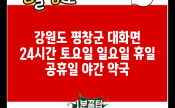 강원도 평창군 대화면 24시간 토요일 일요일 휴일 공휴일 야간 약국