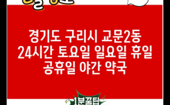 경기도 구리시 교문2동 24시간 토요일 일요일 휴일 공휴일 야간 약국