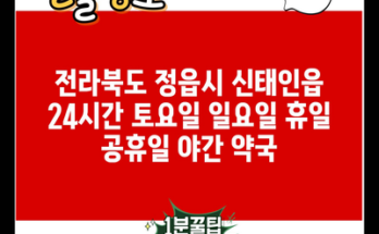 전라북도 정읍시 신태인읍 24시간 토요일 일요일 휴일 공휴일 야간 약국