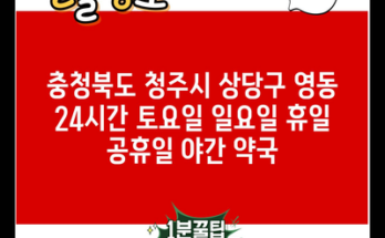 충청북도 청주시 상당구 영동 24시간 토요일 일요일 휴일 공휴일 야간 약국