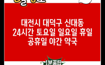 대전시 대덕구 신대동 24시간 토요일 일요일 휴일 공휴일 야간 약국