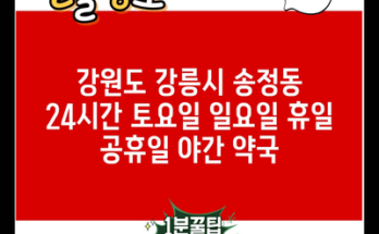 강원도 강릉시 송정동 24시간 토요일 일요일 휴일 공휴일 야간 약국