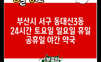 부산시 서구 동대신3동 24시간 토요일 일요일 휴일 공휴일 야간 약국