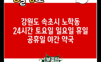 강원도 속초시 노학동 24시간 토요일 일요일 휴일 공휴일 야간 약국