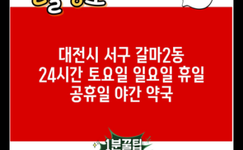 대전시 서구 갈마2동 24시간 토요일 일요일 휴일 공휴일 야간 약국