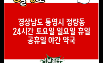 경상남도 통영시 정량동 24시간 토요일 일요일 휴일 공휴일 야간 약국