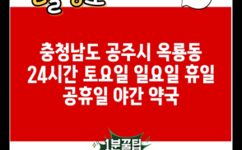 충청남도 공주시 옥룡동 24시간 토요일 일요일 휴일 공휴일 야간 약국