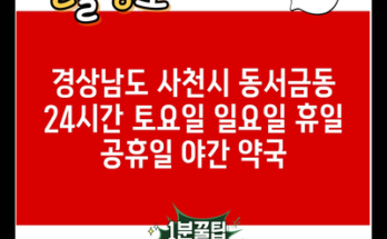 경상남도 사천시 동서금동 24시간 토요일 일요일 휴일 공휴일 야간 약국