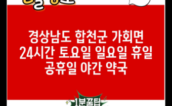 경상남도 합천군 가회면 24시간 토요일 일요일 휴일 공휴일 야간 약국