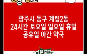 광주시 동구 계림2동 24시간 토요일 일요일 휴일 공휴일 야간 약국