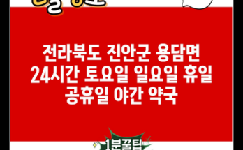 전라북도 진안군 용담면 24시간 토요일 일요일 휴일 공휴일 야간 약국