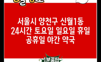 서울시 양천구 신월1동 24시간 토요일 일요일 휴일 공휴일 야간 약국