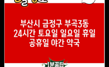 부산시 금정구 부곡3동 24시간 토요일 일요일 휴일 공휴일 야간 약국