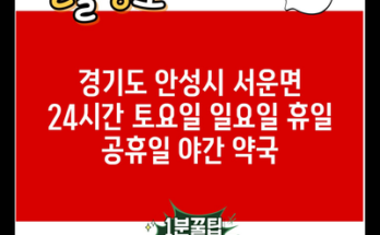 경기도 안성시 서운면 24시간 토요일 일요일 휴일 공휴일 야간 약국