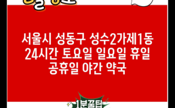 서울시 성동구 성수2가제1동 24시간 토요일 일요일 휴일 공휴일 야간 약국