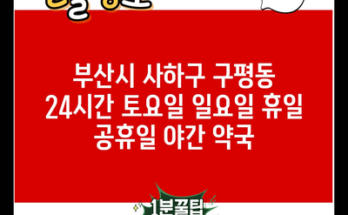 부산시 사하구 구평동 24시간 토요일 일요일 휴일 공휴일 야간 약국