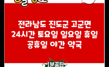 전라남도 진도군 고군면 24시간 토요일 일요일 휴일 공휴일 야간 약국