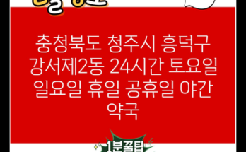 충청북도 청주시 흥덕구 강서제2동 24시간 토요일 일요일 휴일 공휴일 야간 약국