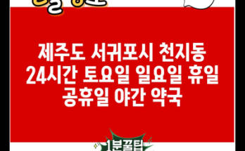 제주도 서귀포시 천지동 24시간 토요일 일요일 휴일 공휴일 야간 약국