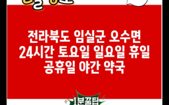 전라북도 임실군 오수면 24시간 토요일 일요일 휴일 공휴일 야간 약국