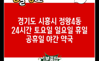 경기도 시흥시 정왕4동 24시간 토요일 일요일 휴일 공휴일 야간 약국