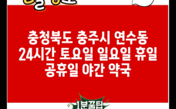 충청북도 충주시 연수동 24시간 토요일 일요일 휴일 공휴일 야간 약국